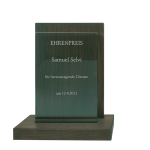 Houten award met glasplaat | DW1