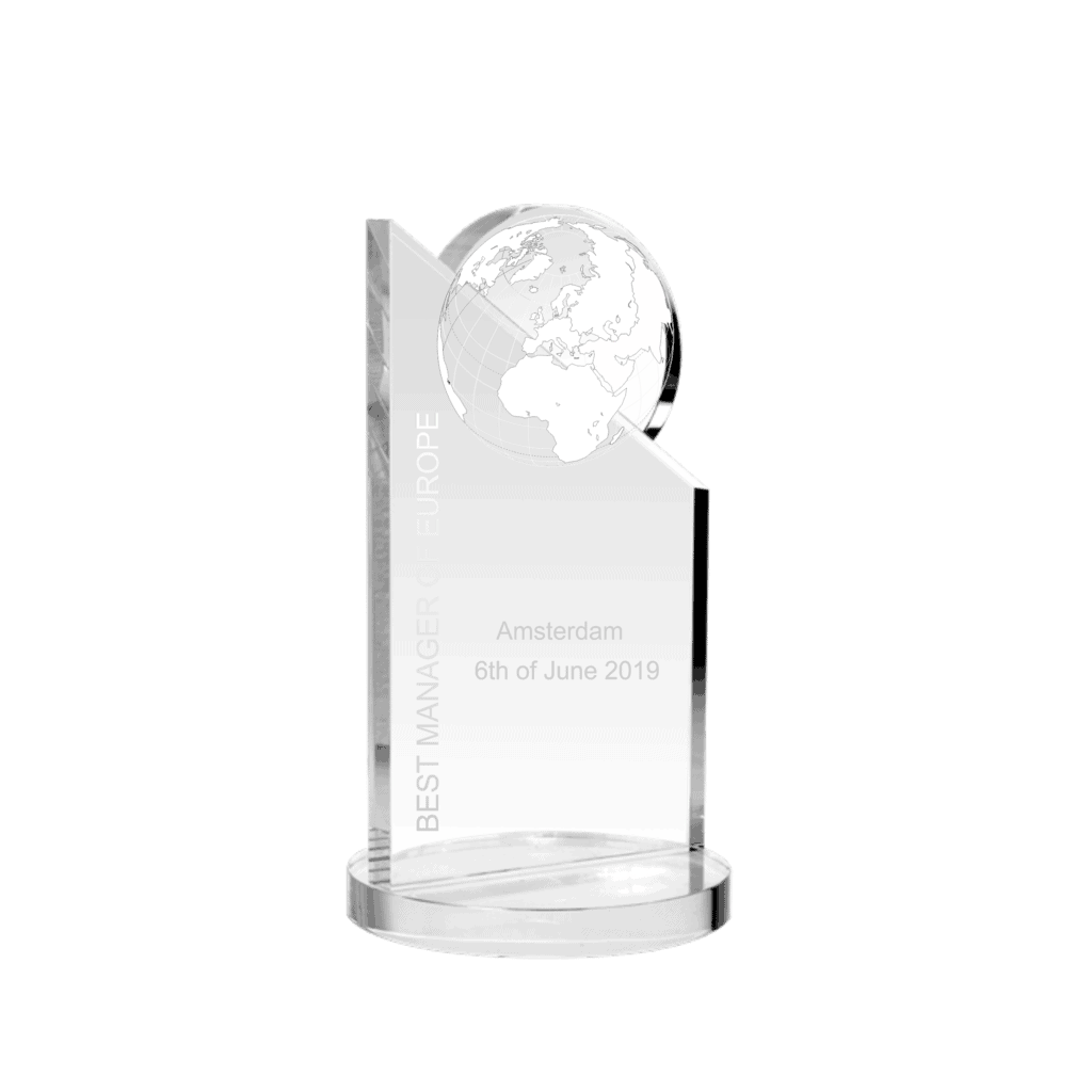ziekte Ik geloof Materialisme Award van glas | Graveren met logo & tekst | Trofee-award